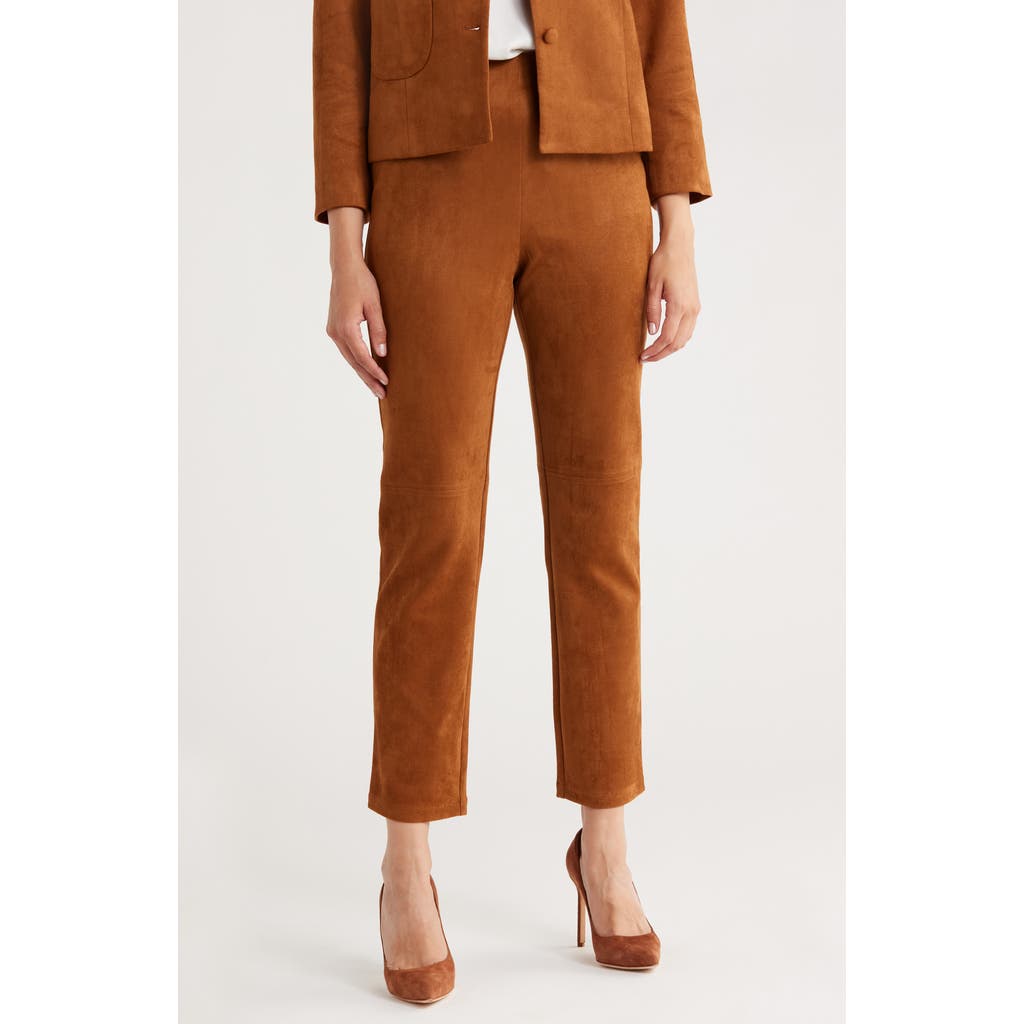 Gemma + Jane Faux Suede Ankle Pants In Brown