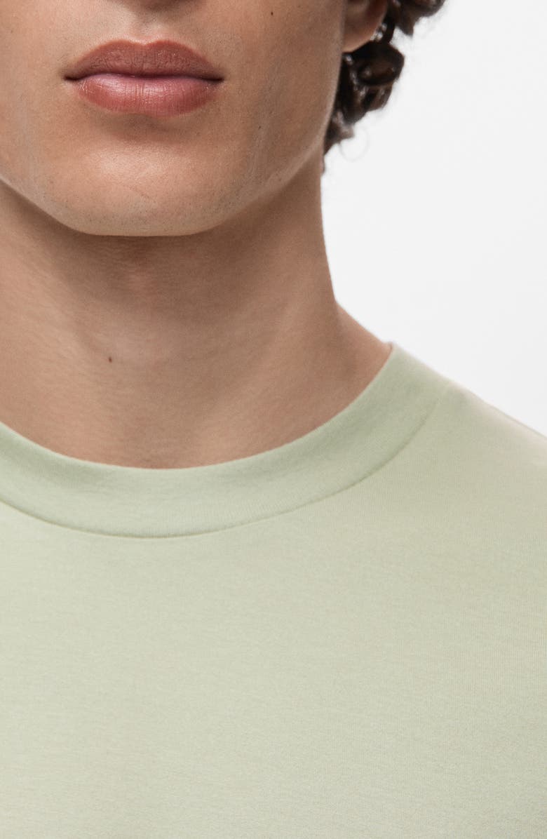 MANGO Slim Fit Cotton T-Shirt, Alternate, color, Mint Green