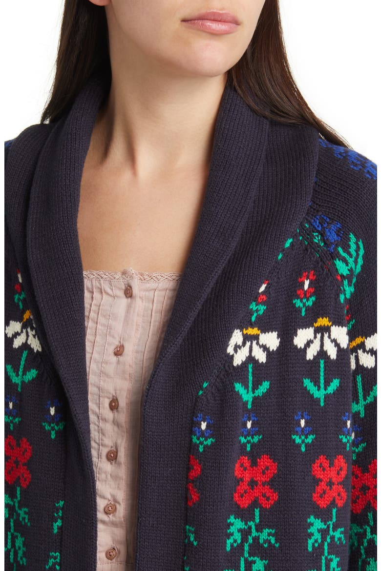 The Garden Lodge Shawl Collar Open Sweater, Alternate, color, NAVY