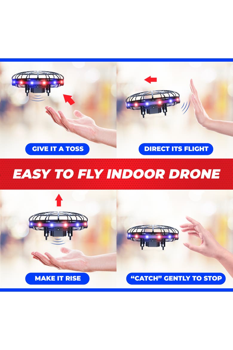 Scoot LED Hand Operated Drone - Red/Blue, Alternate, color, Black