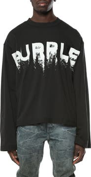 PURPLE BRAND Crop Wide Long Sleeve Graphic T-Shirt