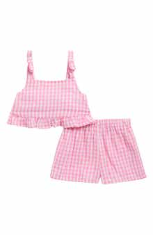 Pippa & Julie Gingham Bow Top & Shorts Set