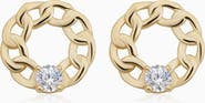 Oradina 14K Yellow Gold Halo Studs