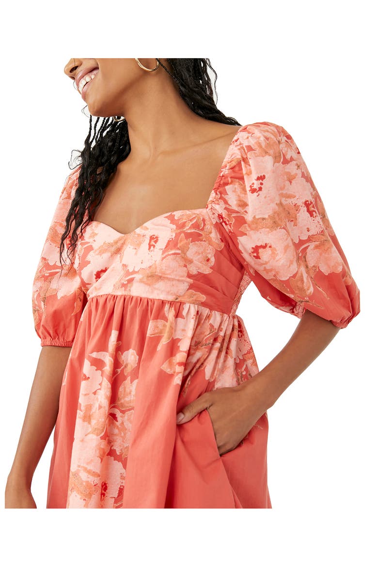 Peony Puff Sleeve Babydoll Dress, Alternate, color, FEMME COMBO