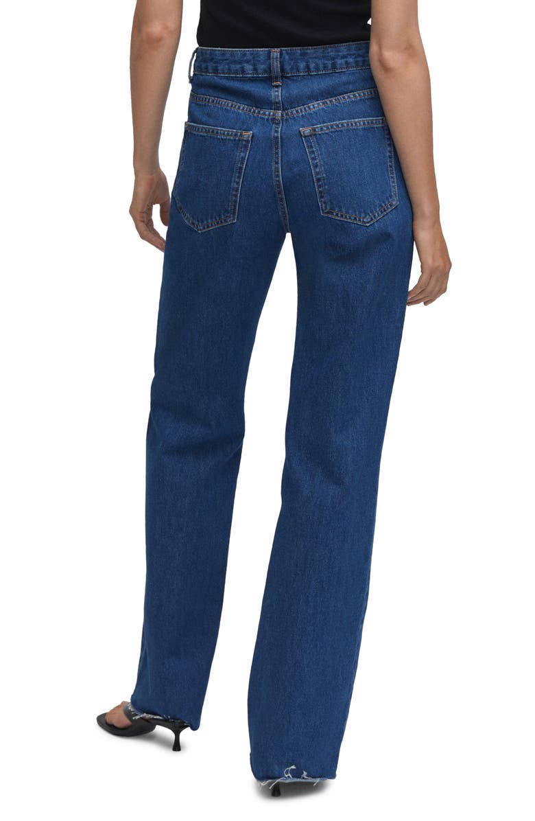 MANGO Raw Hem Mid Rise Wide Leg Jeans, Alternate, color, 