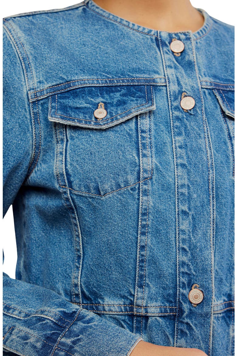 Lula Collarless Denim Jacket, Alternate, color, RIVER BLUES