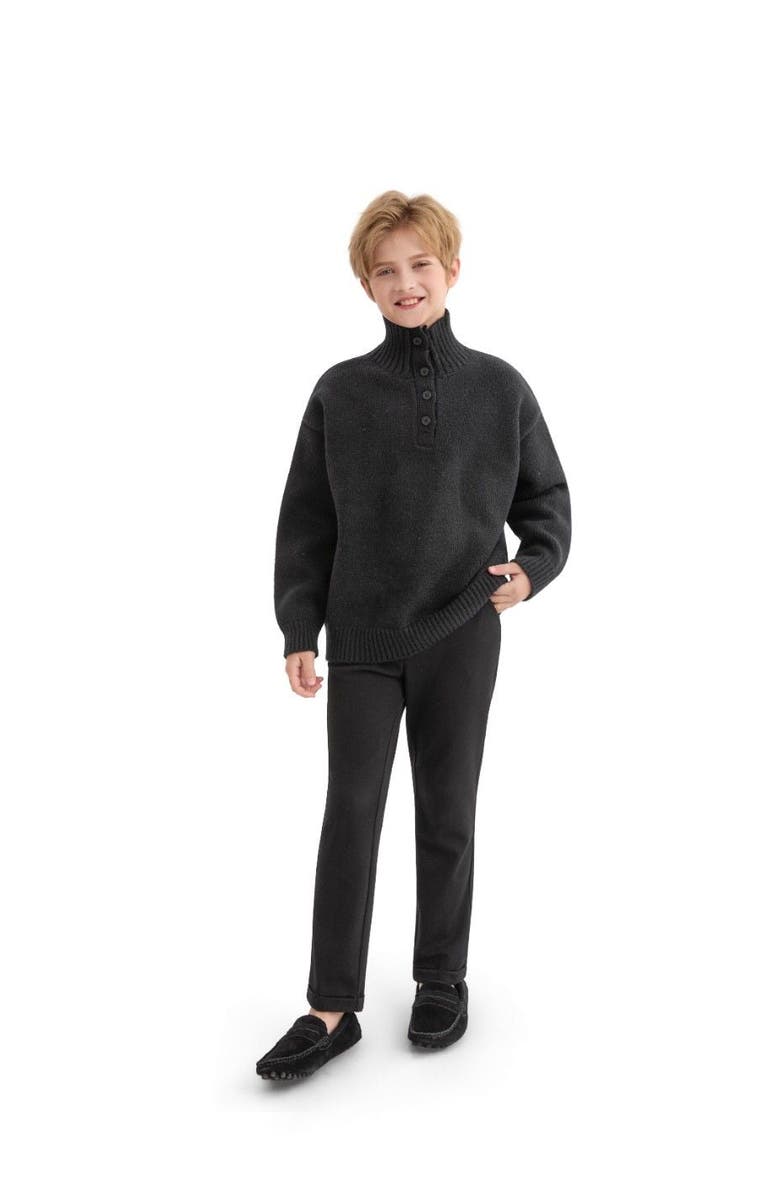 MOUSTACHE Button-Up Ribbed Sweater, Alternate, color, Black