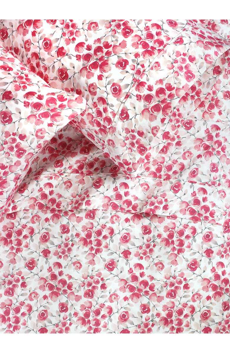 MELANGE HOME Red Queen 400 Thread Count Cotton Poppy Sheet 4-Piece Set, Alternate, color, Red