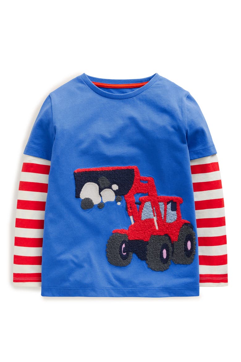Kids' Appliqué Mock Long Sleeve T-Shirt, Main, color, GREEK BLUE