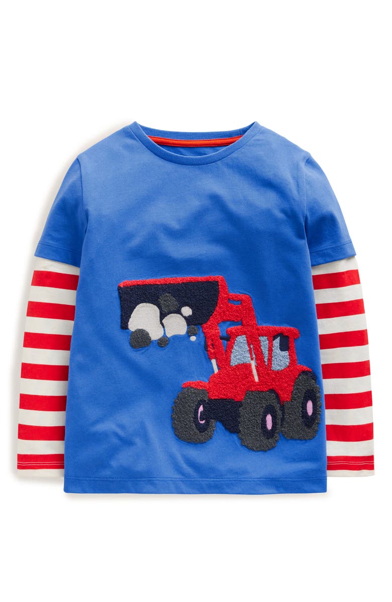 Mini Boden Kids' Appliqué Mock Long Sleeve T-Shirt, Main, color, 