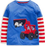 Mini Boden Kids' Appliqué Mock Long Sleeve T-Shirt