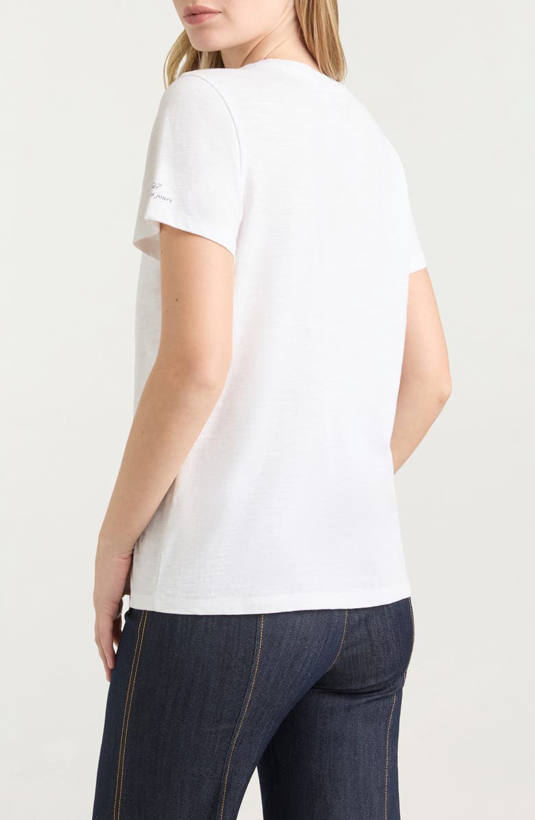 Cinq à Sept Silver Studs Denim Boot T-Shirt, Alternate, color, White/ Indigo
