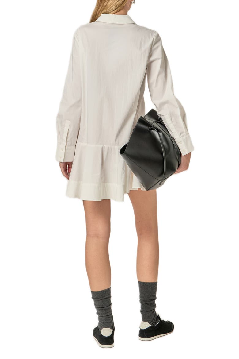 Ruffle Hem Long Sleeve Mini Shirtdress, Alternate, color, WHITE
