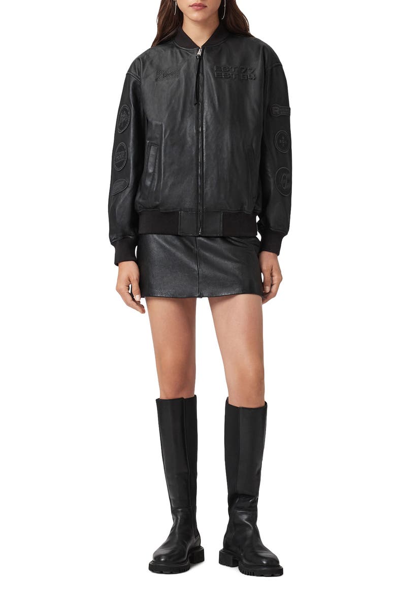 AllSaints Williams F1 Racing x AllSaints Belle Leather Bomber Jacket ...