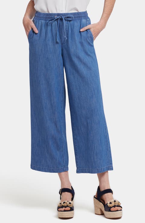 Jayne Cotton Pull-On Ankle Wide Leg Jeans