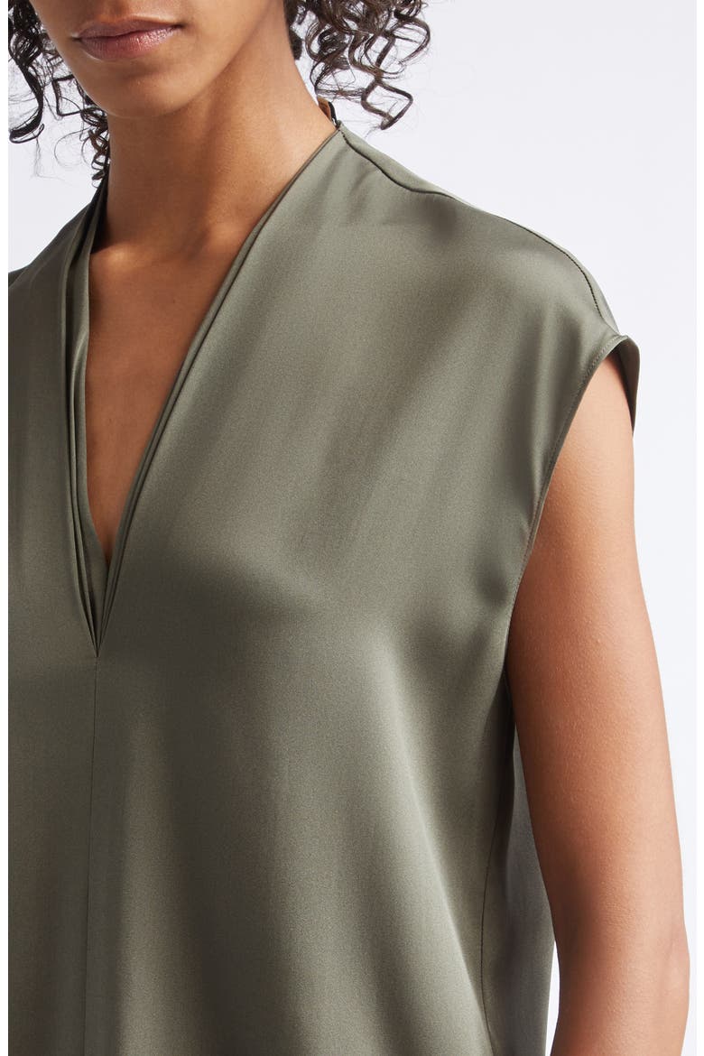 V-Neck Cap Sleeve Top, Alternate, color, PINE GROVE