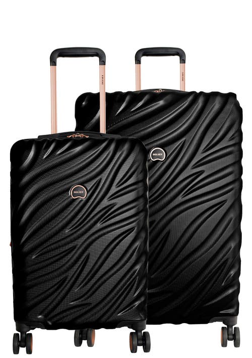 Delsey Paris Alexis Hardside 2-piece (21"/25") Expandable Spinner Luggage Set In Black/rose Gold