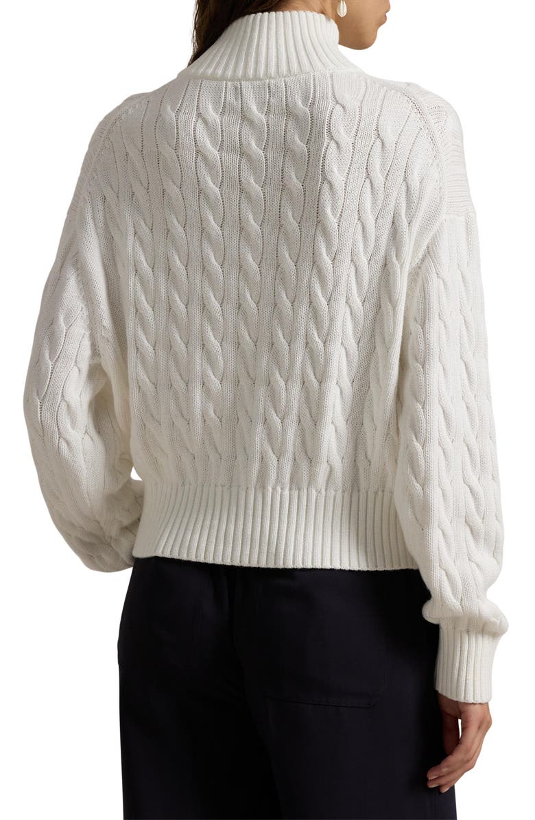 Polo Ralph Lauren Cable Knit Quarter Zip Cotton Sweater, Alternate, color,