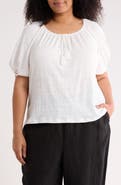 MAX STUDIO Lace Inset Elbow Sleeve Top