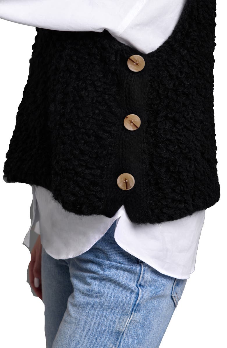 SAACHI Buttoned Sweater Vest, Alternate, color, Black