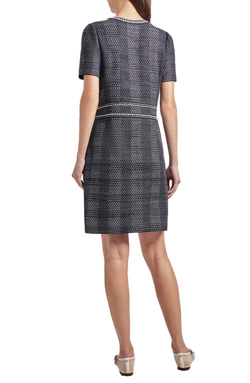 Misook Plaid Tweed-knit Button-front Midi Dress In Black/white