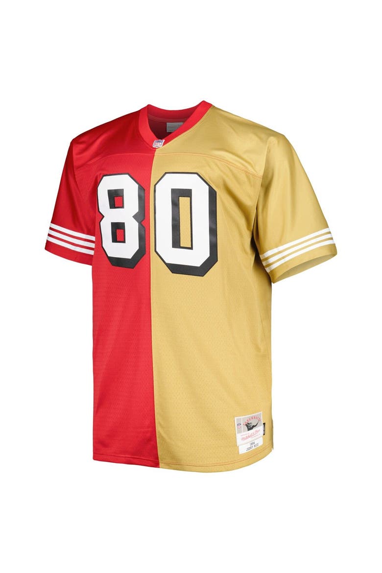 Men's Mitchell & Ness Jerry Rice Scarlet/Gold San Francisco 49ers Big & Tall Split Legacy Retired Player Replica Jersey, Alternate, color, Scarlet