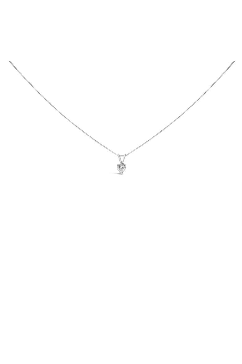 14K White Gold 1/4 Cttw 3-Prong Set Heart Shaped Solitaire Lab Grown Diamond 18" Pendant Necklace, Alternate, color, White