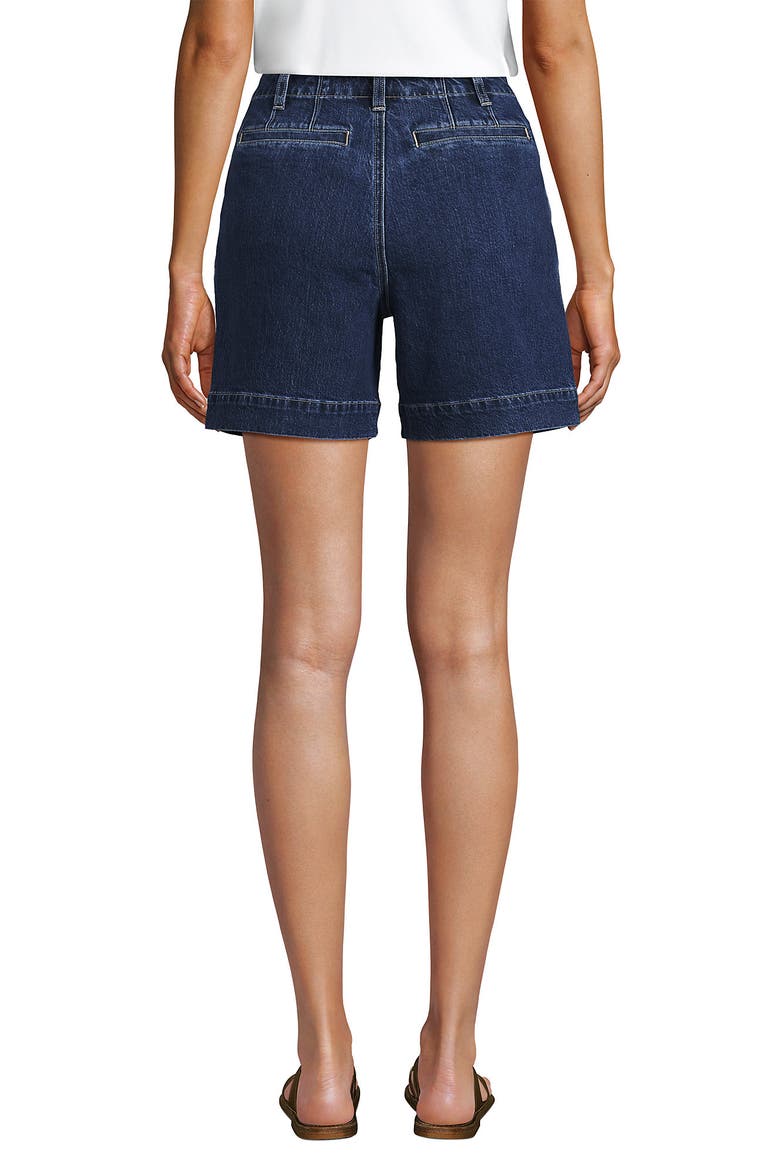 Soft Denim High Rise 7" Pleated Trouser Shorts, Alternate, color, Crawford Wash