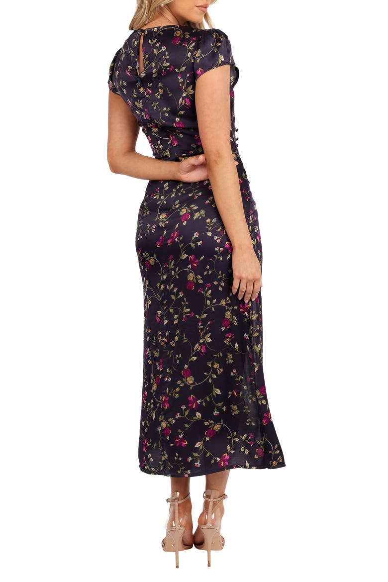 Lisbeth Floral Cap Sleeve Satin Midi Dress, Alternate, color, MIDNIGHT FLORAL