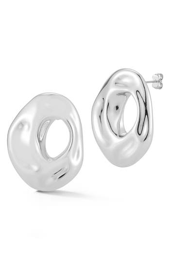 Shop Chloe & Madison Chloe And Madison Hammered Stud Earrings In Silver