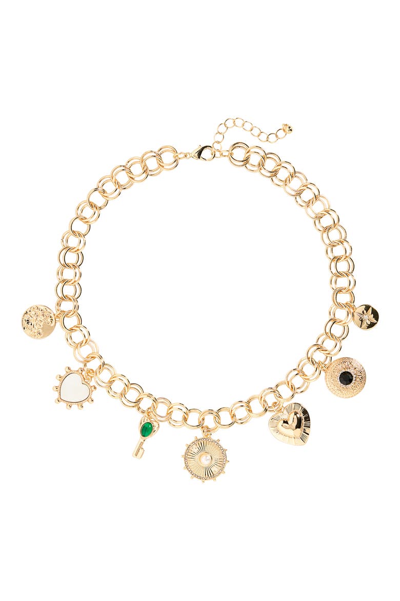 Eclectic Charm Necklace, Main, color, GOLD MULTI