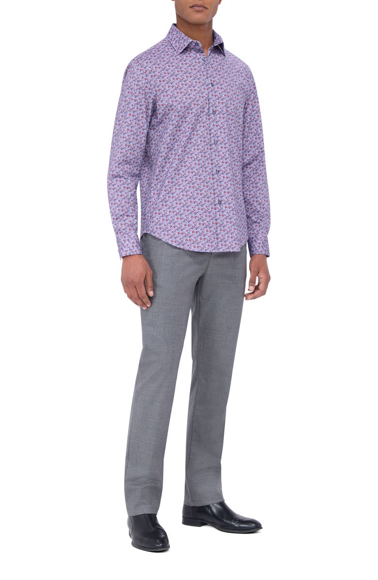 Bugatchi James OoohCotton<sup>®</sup> Diagonal Check Button-Up Shirt, Alternate, color, Ruby