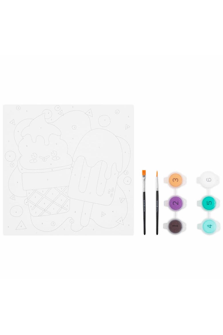 Acrylic Mini Paint By Number Kit, Ice Cream, 6 x 6 Inch Canvas, Alternate, color, Multicolored