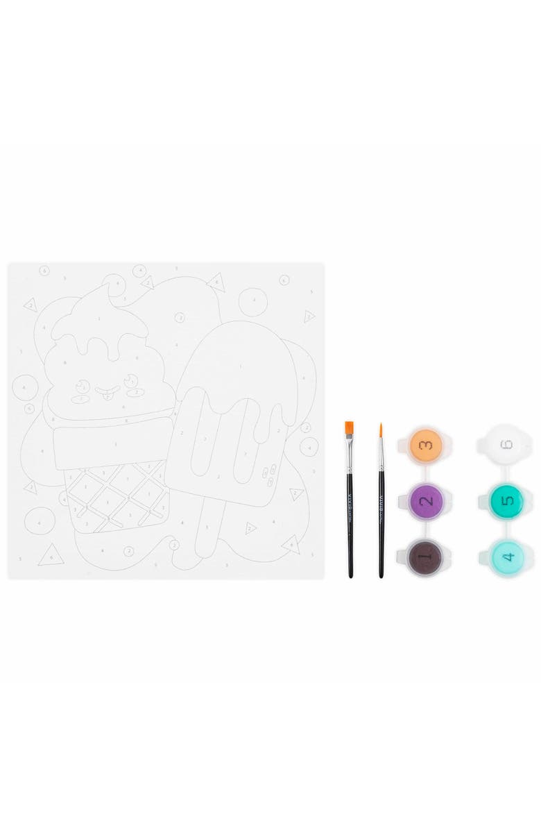 Brea Reese Vivid Acrylic Mini Paint By Number Kit, Ice Cream, 6 x 6 Inch Canvas, Alternate, color, Multicolored