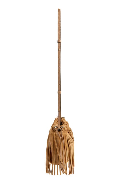 Strathberry X Cinq À Sept Drawstring Fringe Suede Crossbody Bag In Brown