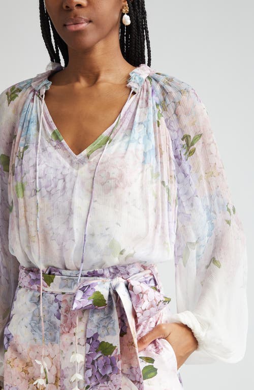 Zimmermann Floral Print Billow Top In Multi Hydrangea