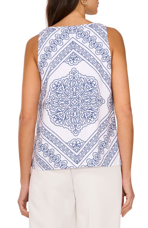 Shop Vince Camuto Bandana Print V-neck Tank In Lake Breeze