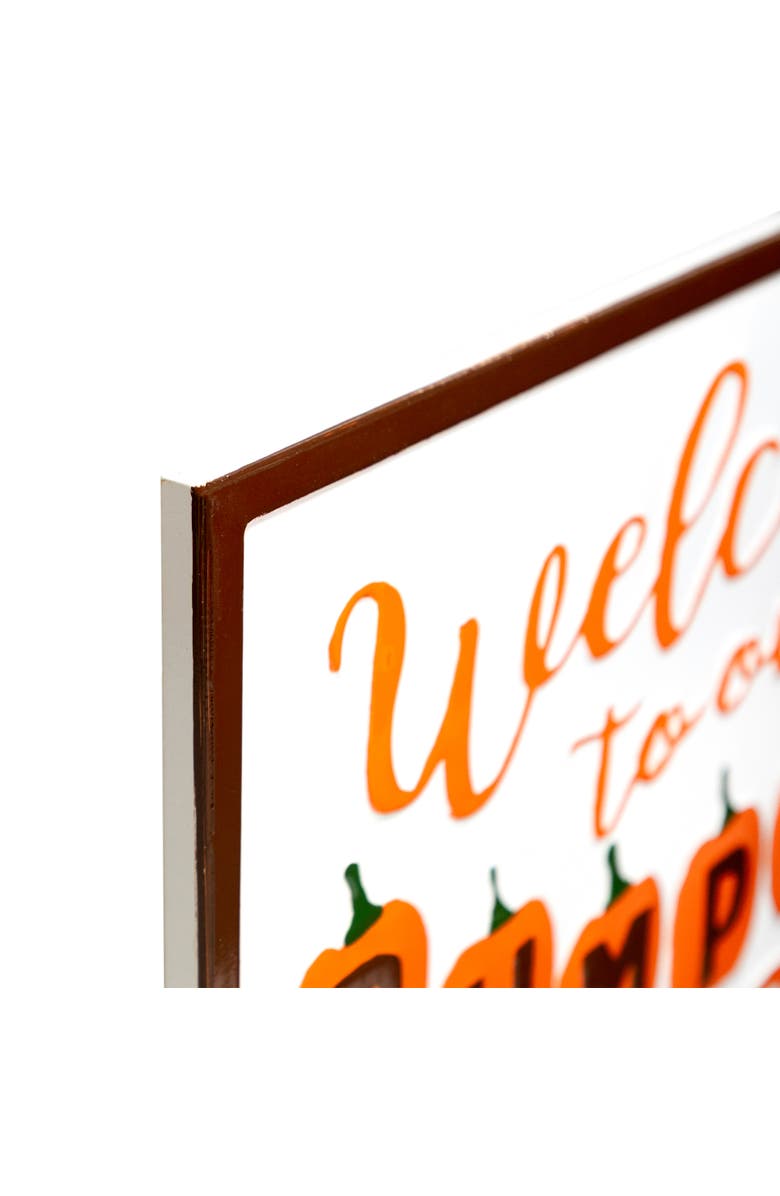 Northlight Welcome to our Pumpkin Patch Fall Harvest Embossed Metal Wall Sign - 20.25", Alternate, color, White