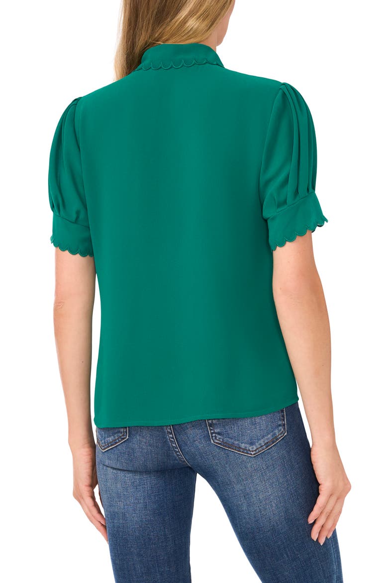 Scallop Trim Button-Up Shirt, Alternate, color, LUSH MEADOW