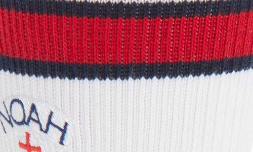 Noah Stripe Crew Socks In White/navy/red