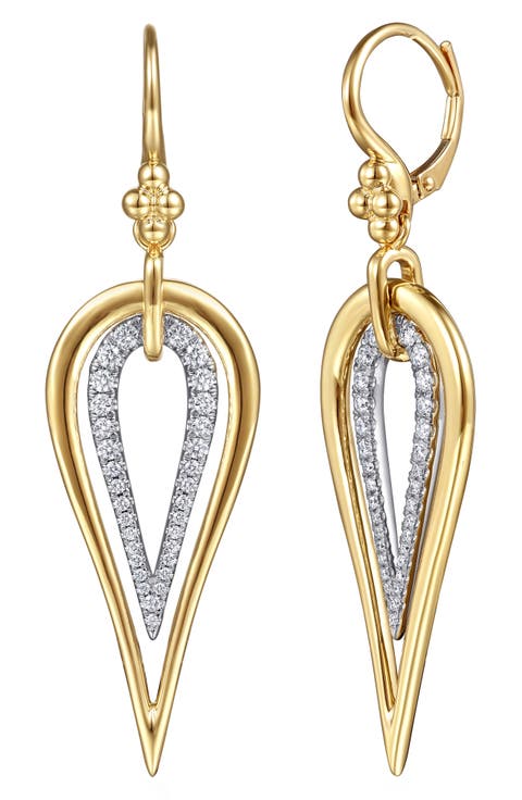 14k Gold Teardrop Diamond Drop Earrings