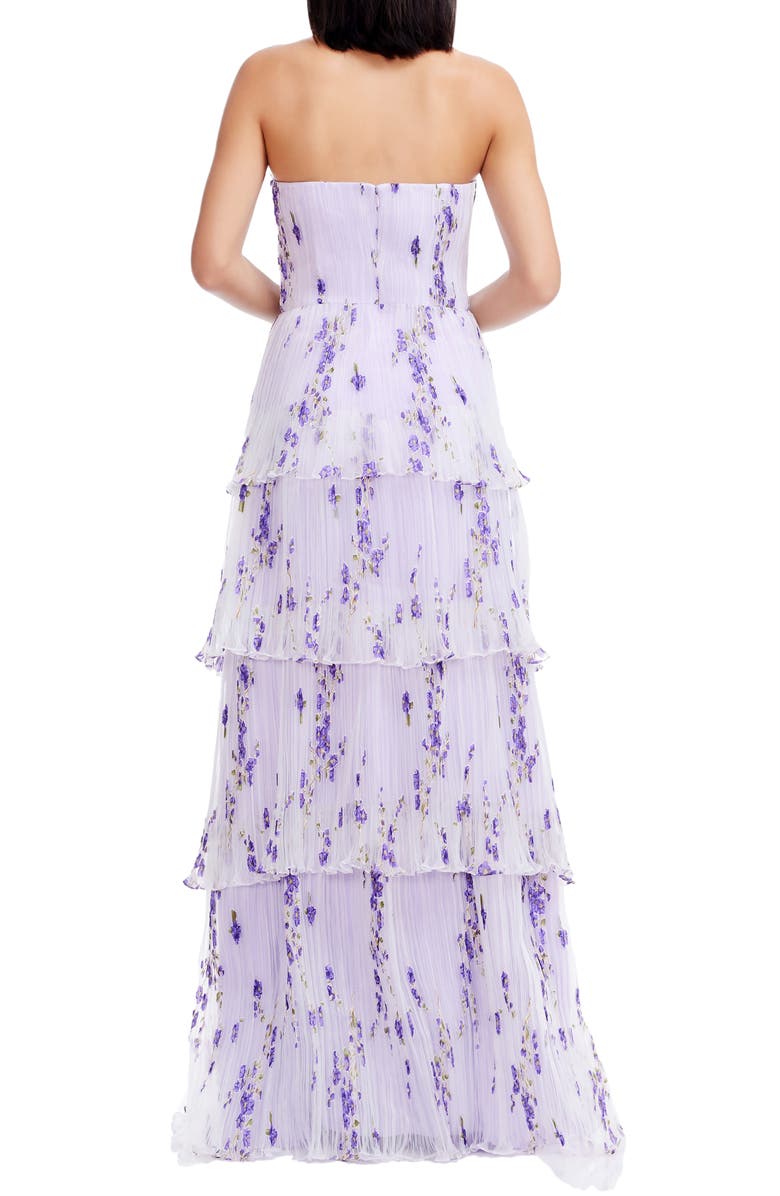 Dress the Population Layana Ruffle Strapless Evening Gown, Alternate, color, Wisteria Multi