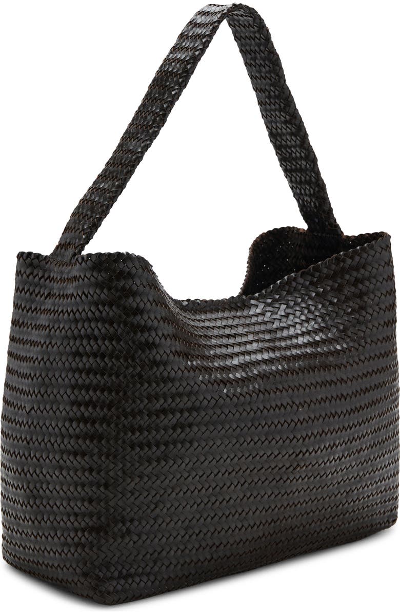 MANGO Braided Leather Bucket Bag, Alternate, color, Chocolate