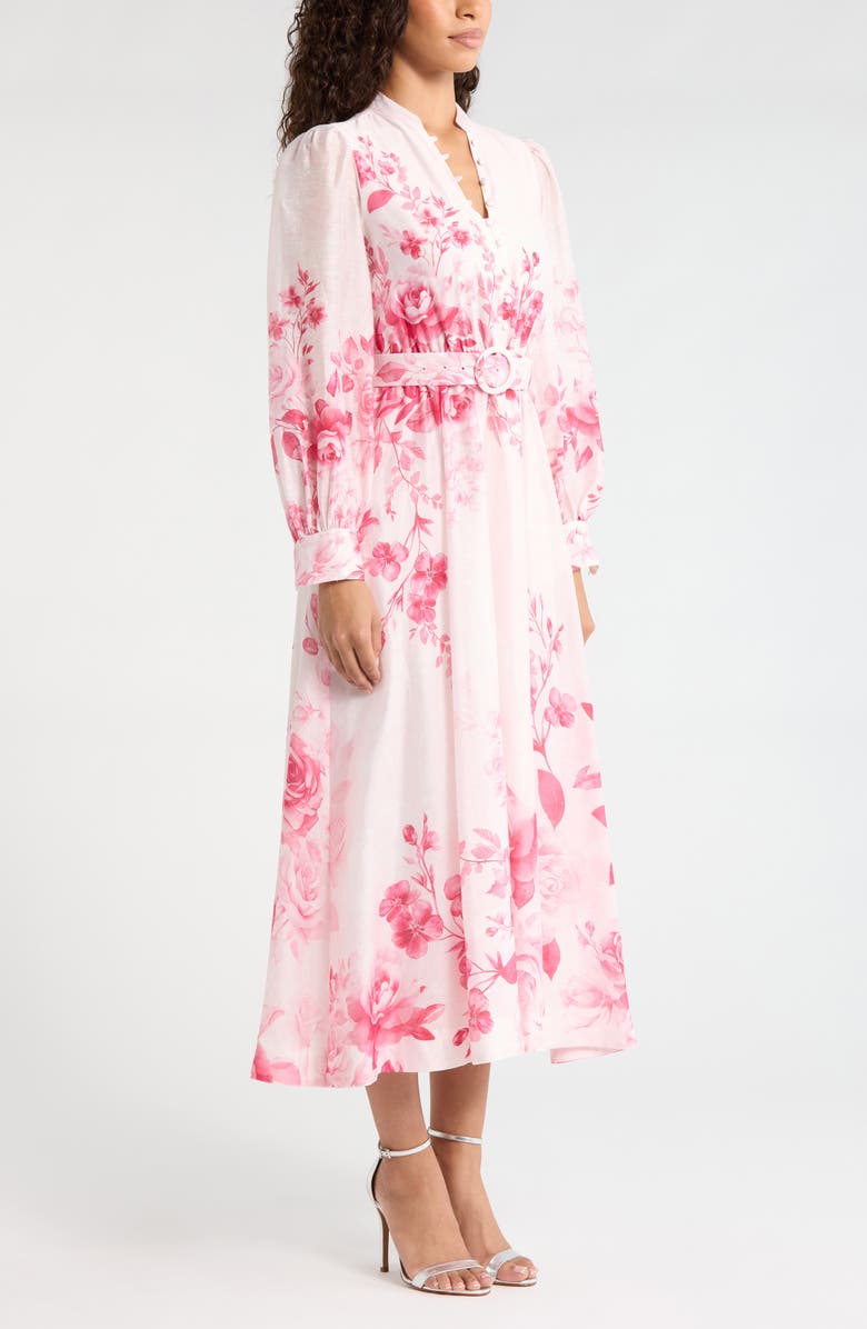 Ever New Rosalyn Floral Long Sleeve Belted Dress, Alternate, color, Rosina Floral