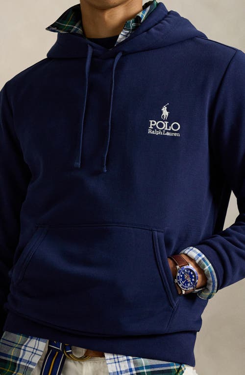 Polo Ralph Lauren Logo Fleece Hoodie In Blue