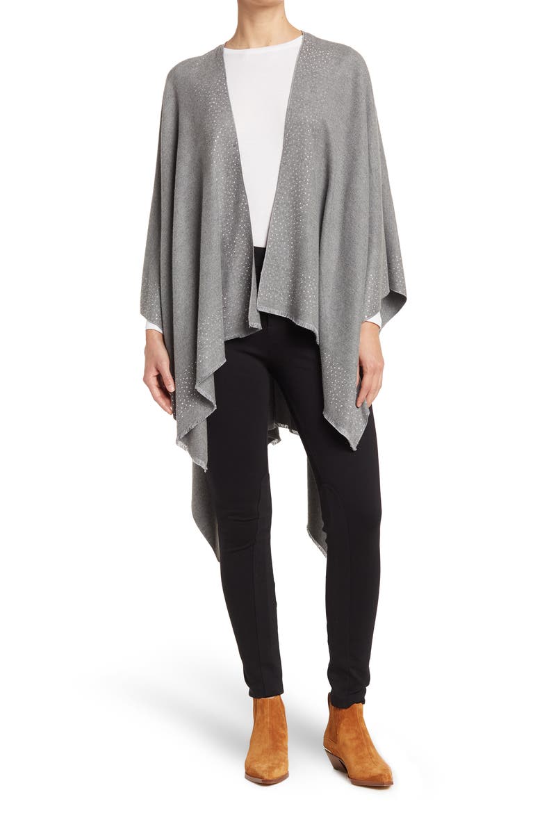 Scattered Embellished Ruana, Main, color, GREY
