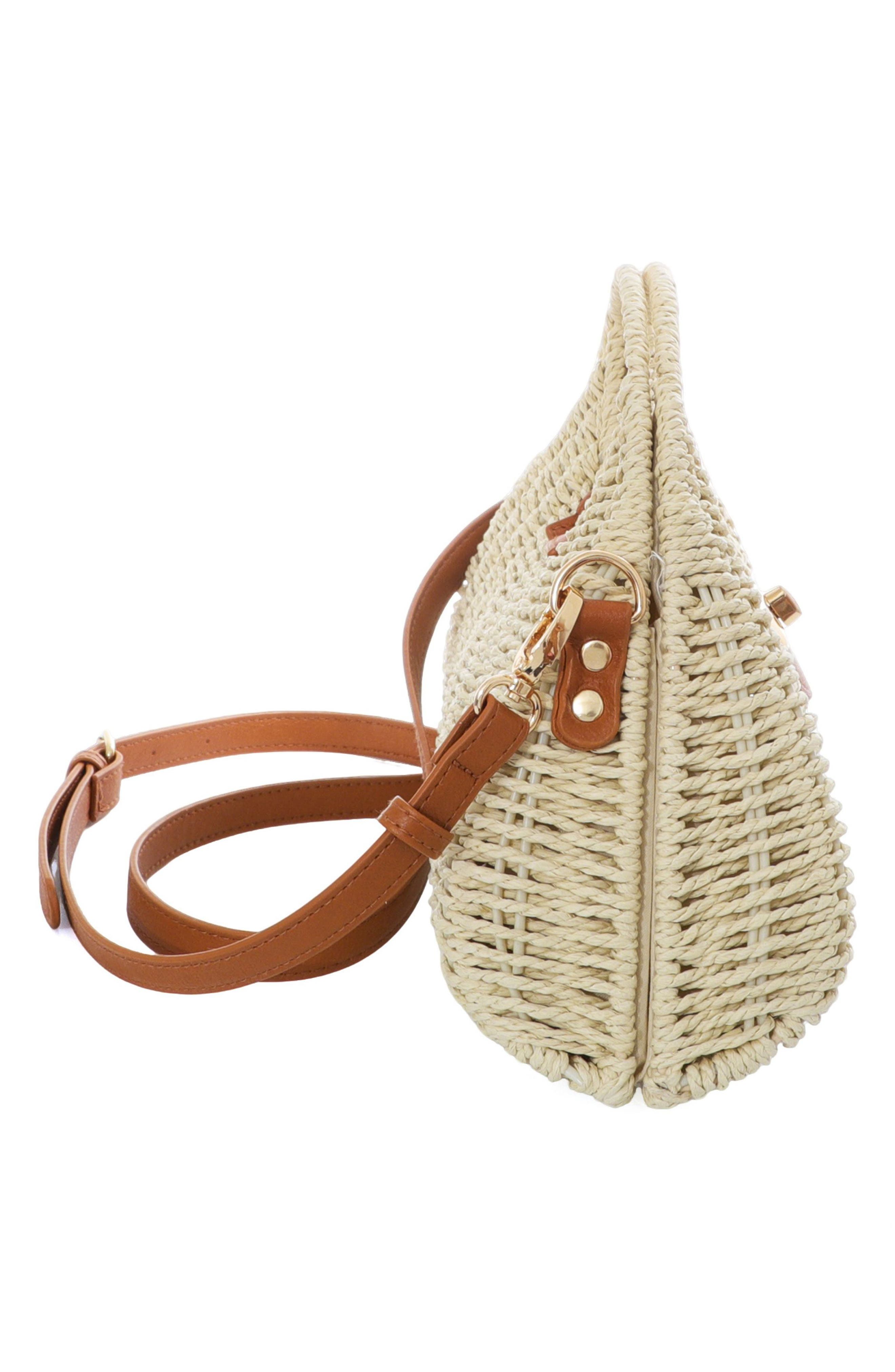 Adornia White Straw Picnic Basket Clutch, Alternate, color, White