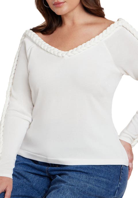 Extended Cable Detail Sweater (Plus)