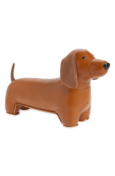Teckel Dachshund Faux Leather Bookend