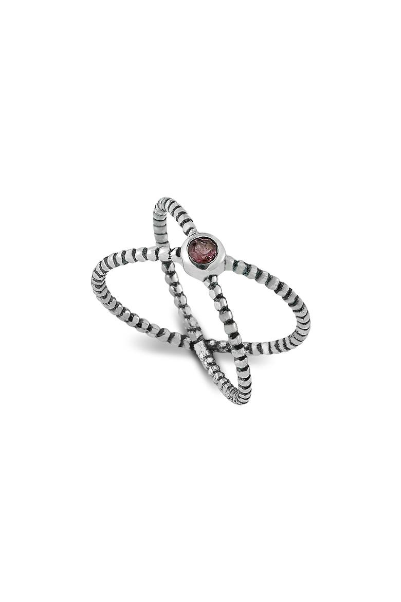 Sterling Silver Pink Tourmaline Crossover Band Ring, Main, color, PINK